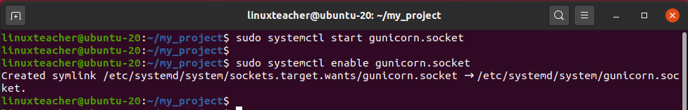 Start Gunicorn socket