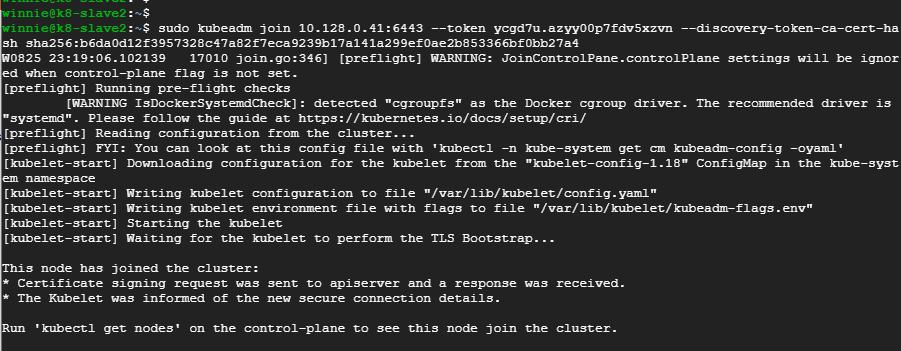 slave1-joined-to-kubernetes-cluster-on-ubuntu