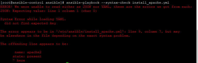 Error in Ansible file