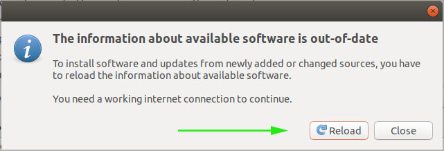 Click reload to apply the changes to the new Ubuntu APT mirror