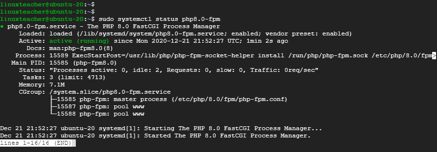 Check status of PHP-FPM