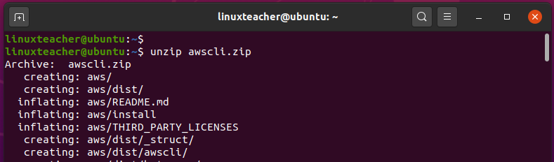unzip-aws-cli