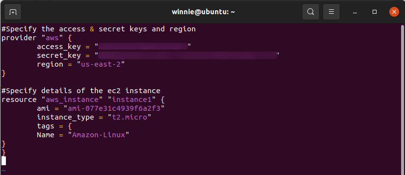 Terraform config file